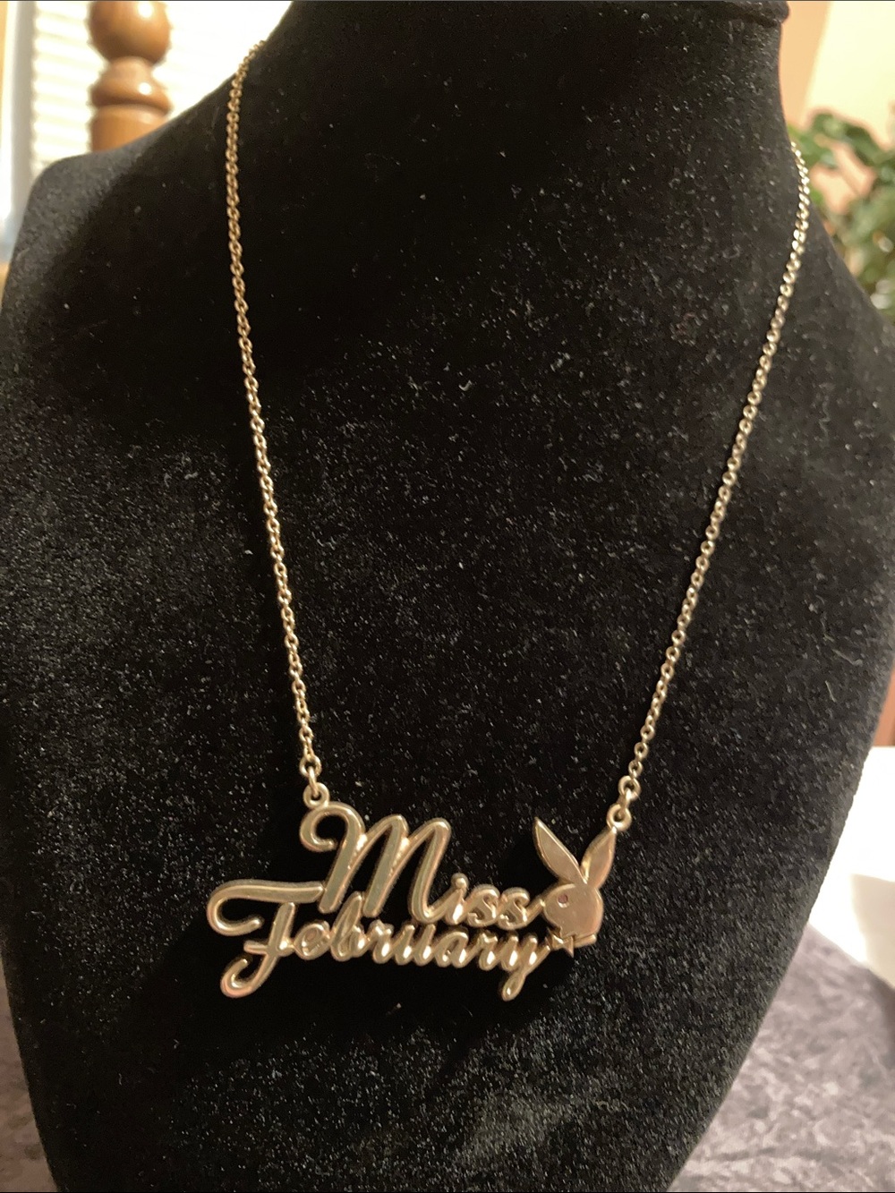 PLAYBOY Gold Tone Miss February Script Necklace Official Merch